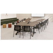 Table de réunion Evolve - piètement métallique haute résistance - plateau mélaminé double face - norme PEFC - roulettes avec freins_1