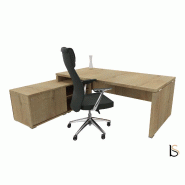Bureau monochrome TAK avec rangement intégré - Mobel Linea - 185, Gauche, Chêne veiné_2