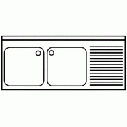 Plonge inox 2 bacs et égouttoir sur placard - P 500 mm - à gauche_1