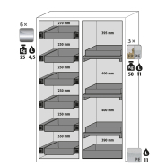 Armoire de sécurité S-CLASSIC-90 modèle S90.196.120.MV.WDAS - Réf 30348-001-33850 - Type 90 avec paroi de séparation et certification NF EN 14470-1_1
