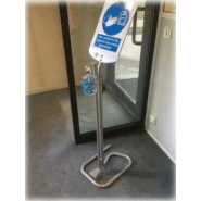 Présentoir universel pour gel hydroalcoolique avec pédale - tablette d'affichage intégrée - fabriqué en France_1