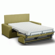 Canapé lit CanapExpress - Lattes 160cm - Matelas mémoire 22cm - Tête de lit intégrée - Vert lime - Queen size_1