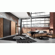 Lit Portland - Style industriel 160 x 200 cm - Chêne poutre et métal anthracite_1