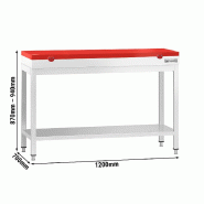 Table inox de découpe avec plan rouge - Profondeur 700 mm | Ggm - 1200_1