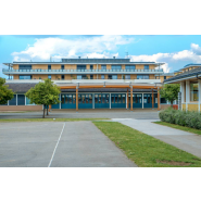 Préau d'école 198m² - membrane textile sur charpente mixte bois lamellé-collé et acier galvanisé - Sur mesure_1