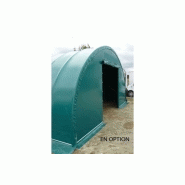 Tunnel de stockage pro / fermé / structure en acier / couverture en pvc  / porte / pignon_1