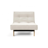 Innovation Living - Fauteuil Splitback Eik Convertible Lit 90x115 cm - Pieds en chêne naturel - Tissu bouclé Off White_1