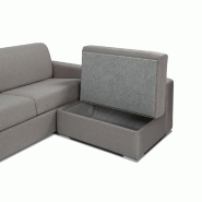 Canapé d'angle DREAMER COMPACT convertible express - Chauffeuse coffre - Matelas 16 cm en tweed gris silex - Fabrication italienne_1