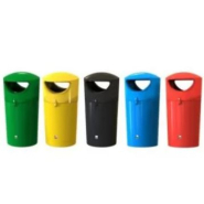 Corbeille publique Metro Hooded 100 L - Polyéthylène ultra-résistant, double ouverture, socle renforcé_1