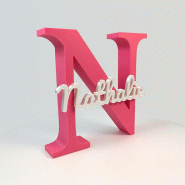 Mot sur initiale en Impression 3D - Soie rouge bleu jaune_1