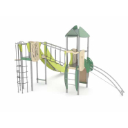 Structure multi-activités métallique Organik - LD1OR2041 - Ludoparc - 2 tours - inox - planchers HPL_1