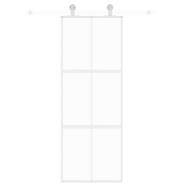 Vidaxl porte coulissante blanc 76x205 cm verre trempé aluminium 155216_1
