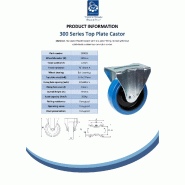 Roulette fixe de 160 mm avec caoutchouc élastique bleu sur roue centrale en nylon_1