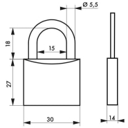 Cadenas à clé Type 1 - 30 mm - Corps laiton monobloc - Anse acier cémenté - Marque Thirard_1
