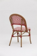 Chaise de terrasse parisienne - chevrons rouges et blancs - structure aluminium et cannage polyéthylène_1