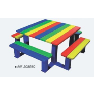 Table pique-nique enfant - SILAOS JUNIOR - adaptée maternelle et primaire - structure acier peint et bois exotique_1