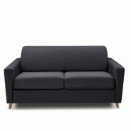 Canapé VIRGOLA convertible express - Matelas 16 cm - Sommier métal 140 cm - Tissu gris anthracite - Design scandinave_1