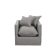 Fauteuil avec accoudoirs MEBUS - Gris - Revêtement tissu doux - Style moderne et épuré_1