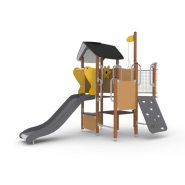 Structure multi-jeux 3 à 5 ans - Unimini Imse 8046914 - Hags - Poteaux bois et panneaux HPL_1