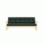 Canapé convertible futon UNWIND - Pin naturel - Coloris algue - 130 x 190 cm - Style scandinave_1