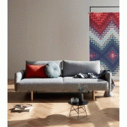 Innovation Living - Canapé design Frode Twist granite convertible lit 140x200 cm avec accoudoirs design et piétement en chêne clair_1