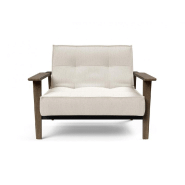 Fauteuil design convertible lit SPLITBACK FREJ 531 - Bouclé Off White - Accoudoirs chêne fumé - 90x115 cm_1