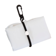 Sac shopping pliable - avec mousqueton en plastique - Polyester 190T - couleur blanc - 28g_1