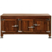 Buffet Factory - style loft en manguier avec poignées métal - L150 x H70 x P50 cm_1