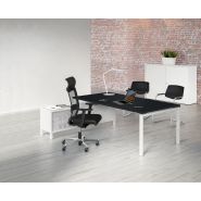 Bureau de direction RIO - Sobre et moderne - Plateaux verre ou mélaminé - Fabriqué en France_1