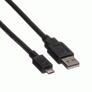 ROLINE Câble USB 2.0, USB A mâle - Micro USB B mâle, noir, 0,15 m_1