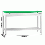 Table inox de découpe avec plan vert - Profondeur 700 mm | Ggm - 1500_1