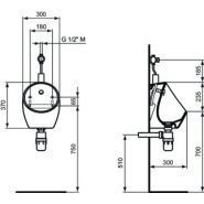 Urinoir mural chasse directe Sphero - secteur hôtellerie, bureaux, santé, loisirs - Ideal Standard - P009001_1