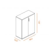 Armoire mi-haute à portes battantes HOMERE - L90 x H120 cm - 2 étagères - serrure avec clé_1