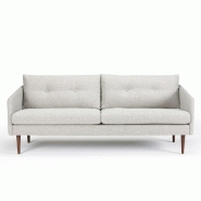 Canapé 3 places design scandinave Anton - tissu tweed sable - dossier capitonné et piétement en chêne_1
