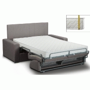 Canapé 4 places convertible express en cuir vachette taupe - Matelas queen-size 16 cm - Tête de lit intégrée_1
