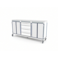 Chariot à rideau 3 colonnes, pour le stockage de médicaments, instruments, et autres fournitures médicales - WEECART_2