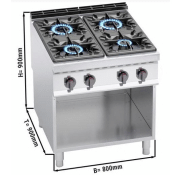 Fourneau à gaz 4 feux professionnel - version 900_1