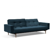 Canapé convertible Splitback Styletto avec accoudoirs - pieds fuseau chêne noyer - tissu Argus Navy Blue - couchage 115x210 cm_1