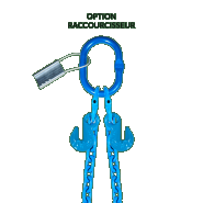 Élingue chaîne de levage 2 brins en acier grade 100 - REF : 23150Y - Capacité 1,50t à 56t - Norme NF EN 818-4_1