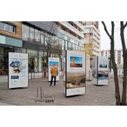 Totem exposition temporaire extérieur, inox 3 faces - TRIO isi_1