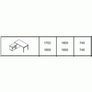 Bureau individuel Ogi U avec crédence - MDD - Blanc 9010, Aluminium satiné_1