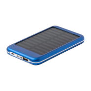Power bank en aluminium - 4000 mAh - Chargeur solaire et micro USB - Couleur bleu_1