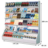 Présentoir Média-Rack® grande capacité - 2 meubles + 2 joues - 12 étagères - Blanc - Réf : 12962J2_1