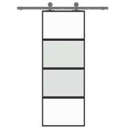 Vidaxl porte coulissante noir 76x205 cm verre trempé aluminium 155219_1