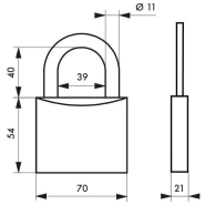 Cadenas à clé Thirard Type 1 - Corps monobloc en laiton - 70 mm - Garantie 10 ans_1