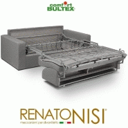 Canapé convertible express CRÉPUSCULE - Matelas 140x195 cm Comfort BULTEX® - Tissu tweed gris clair_1