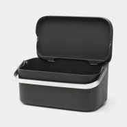 Poubelle composteur de cuisine avec grande poignée en acier inoxydable - Modèle de table de 1.8 litres - Brabantia SinkSide - Dark Grey_1