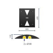 Passe-câbles poids lourds en caoutchouc - 2 canaux de 80mm - Résistance jusqu'à 50T - Flèches réfléchissantes_1