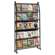 Présentoir Black-Line® 2000 simple-face - 5 étagères inclinées H 32 x L 90 cm - Réf : 205501_1