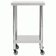 Vidaxl table de travail de cuisine avec roues 60x60x85 cm inox 51633_1